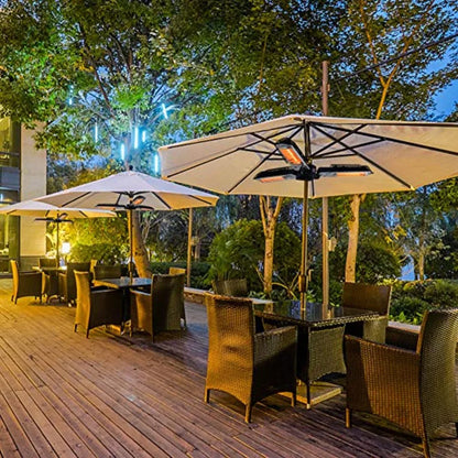 Electric Parasol Patio Heater Folding Electric Outdoor Umbrella Space Heater with 3 Infrared Heating Lamps for Pergola