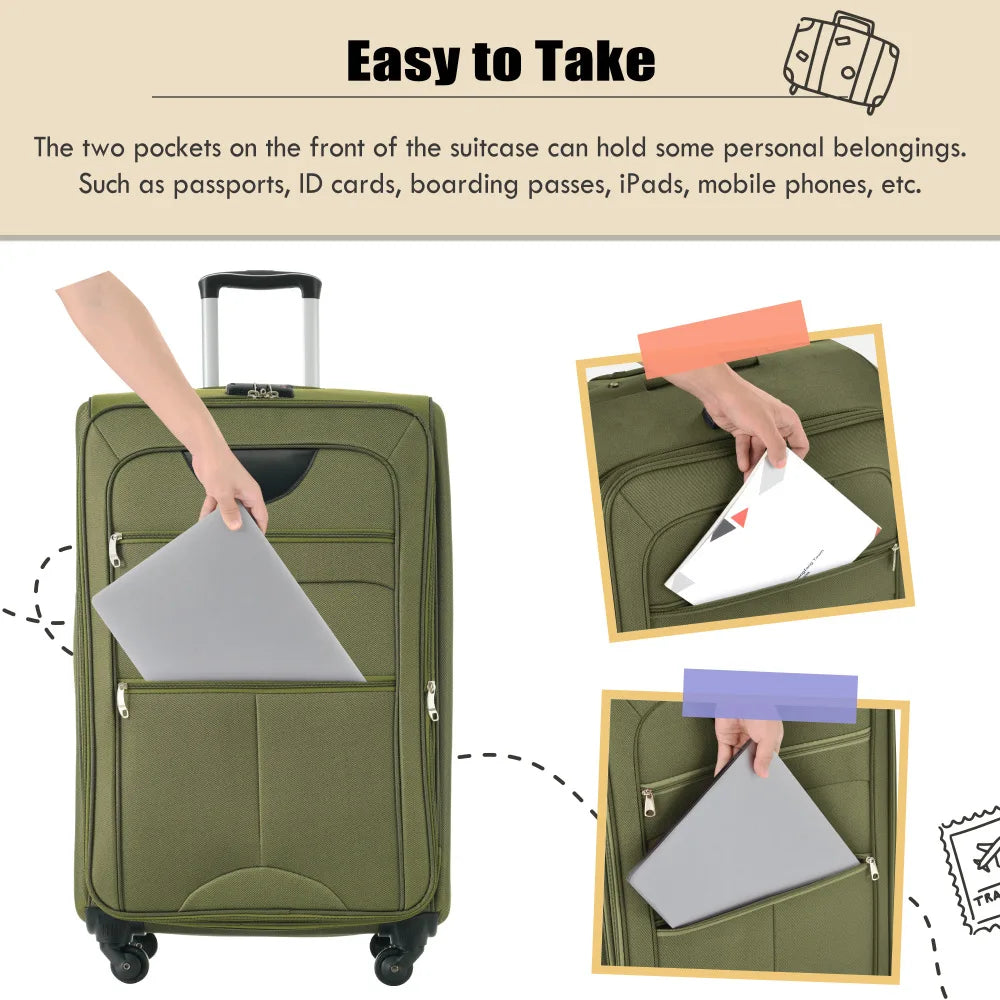 Softside Expandable 3PCS Luggage Set Lightweight Softshell Upright Suitcase with Spinner Wheels 22/26/30 Inch Travel Luggage