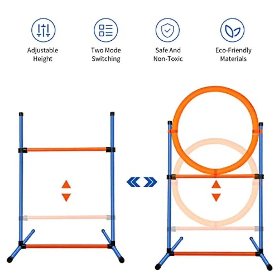 Dog Agility Training Equipment 60-Piece Dog Obstacle Course Training Starter Kit Pet Outdoor Game with Tunnel Agility Hurdle We