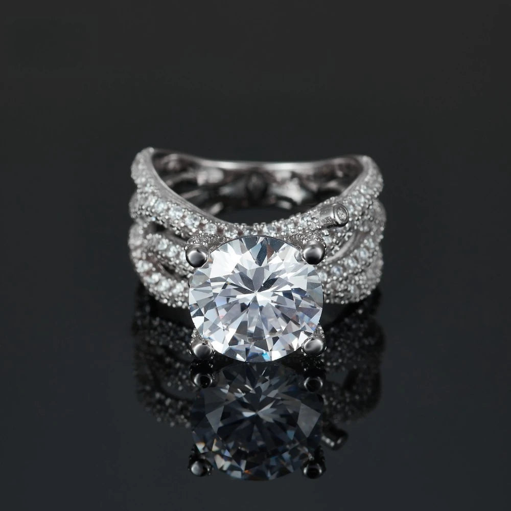 Stunning 4ct Moissanite Ring with GRA Certificate D Color S925 Silver Unique Engagement Ring Anniversary Gift for Her