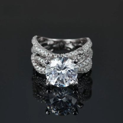 Stunning 4ct Moissanite Ring with GRA Certificate D Color S925 Silver Unique Engagement Ring Anniversary Gift for Her