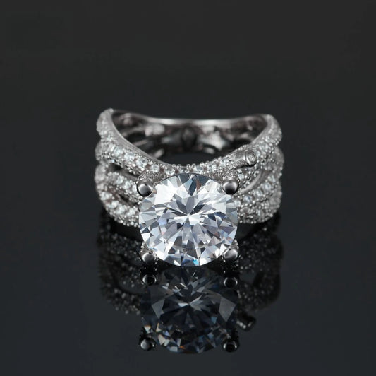 Stunning 4ct Moissanite Ring with GRA Certificate D Color S925 Silver Unique Engagement Ring Anniversary Gift for Her
