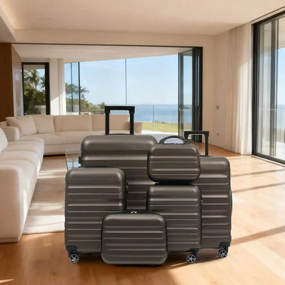 6-Piece Hardshell ABS Luggage Set with 8 Silent Spinner Wheels for Durable and Lightweight Travel