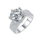 5 Carat Round Moissanite Ring, D Color VVS1, 925 Sterling Silver, Twisted Shank Pave Setting Wedding Band, Pass Diamond Tester