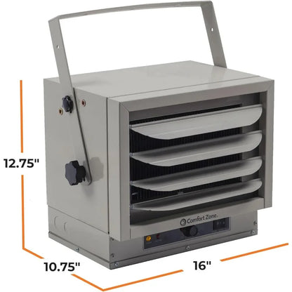 Comfort Zone Hard-Wired Ceiling Mount Garage Electric Space Heater, Fan-Forced, 5,000 watt, 240 volt, Overheat Protection, CZ220