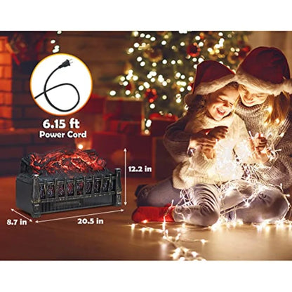 Electric Fireplace Logs Heater Insert with Remote Control for Indoor Use Realistic Flame Effect Infrared Heating 8H Timer Adjus