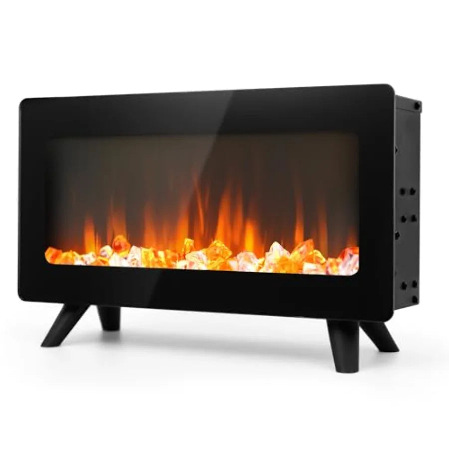 16 Small Electric Fireplace Heater - Desk Space Heater with Realistic LED 3D Flames Freestanding Fire Place Electric Heater for