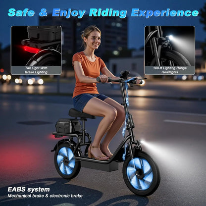 Electric Scooter with Box,500W Motor, 14'' Tires, Top Speed 22 mph, Max 27/49 Miles Ranges, Foldable E-Scooter with Suspension